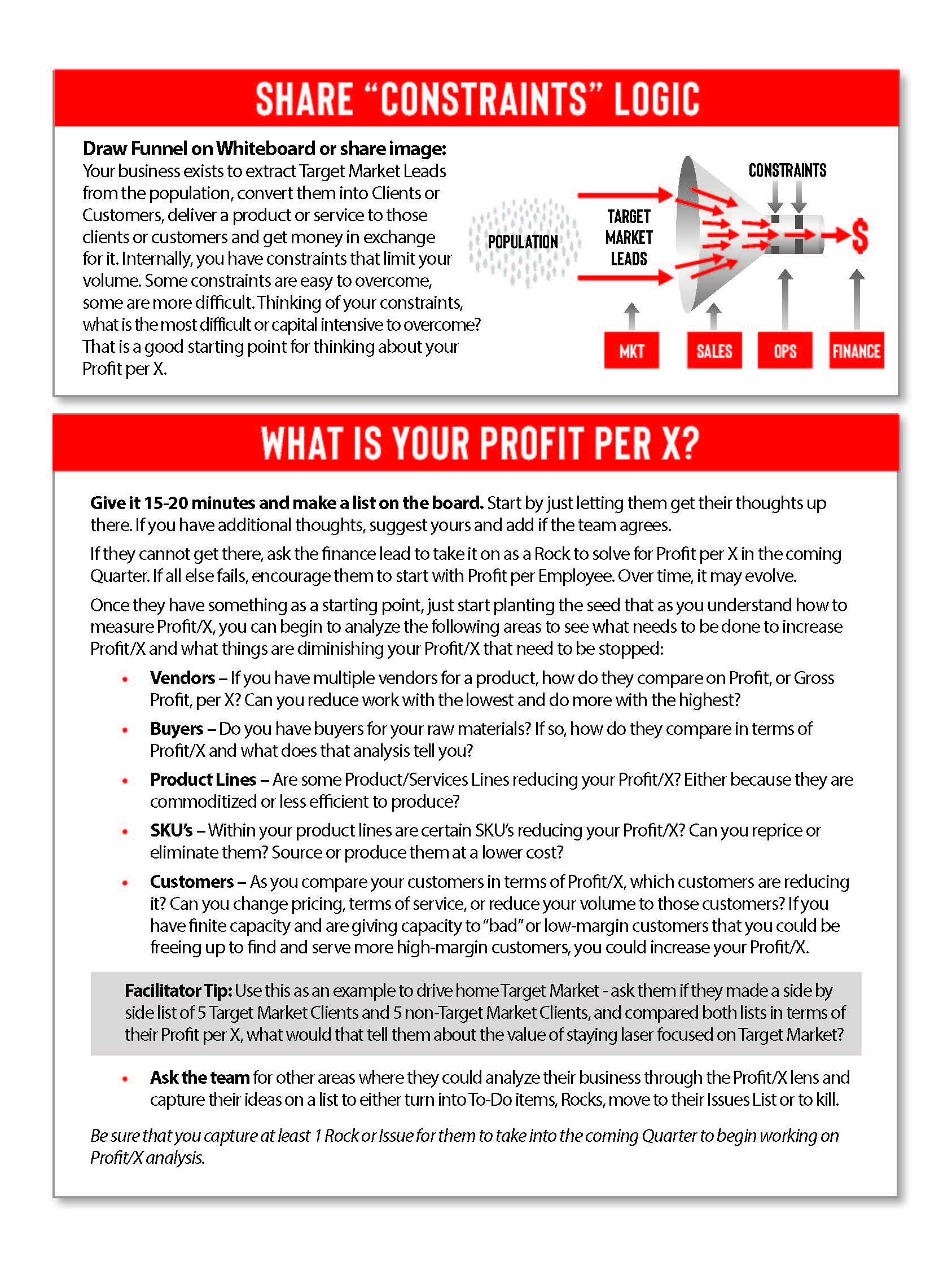 Pinnacle Business Guide Tools - Profit per X - sample page