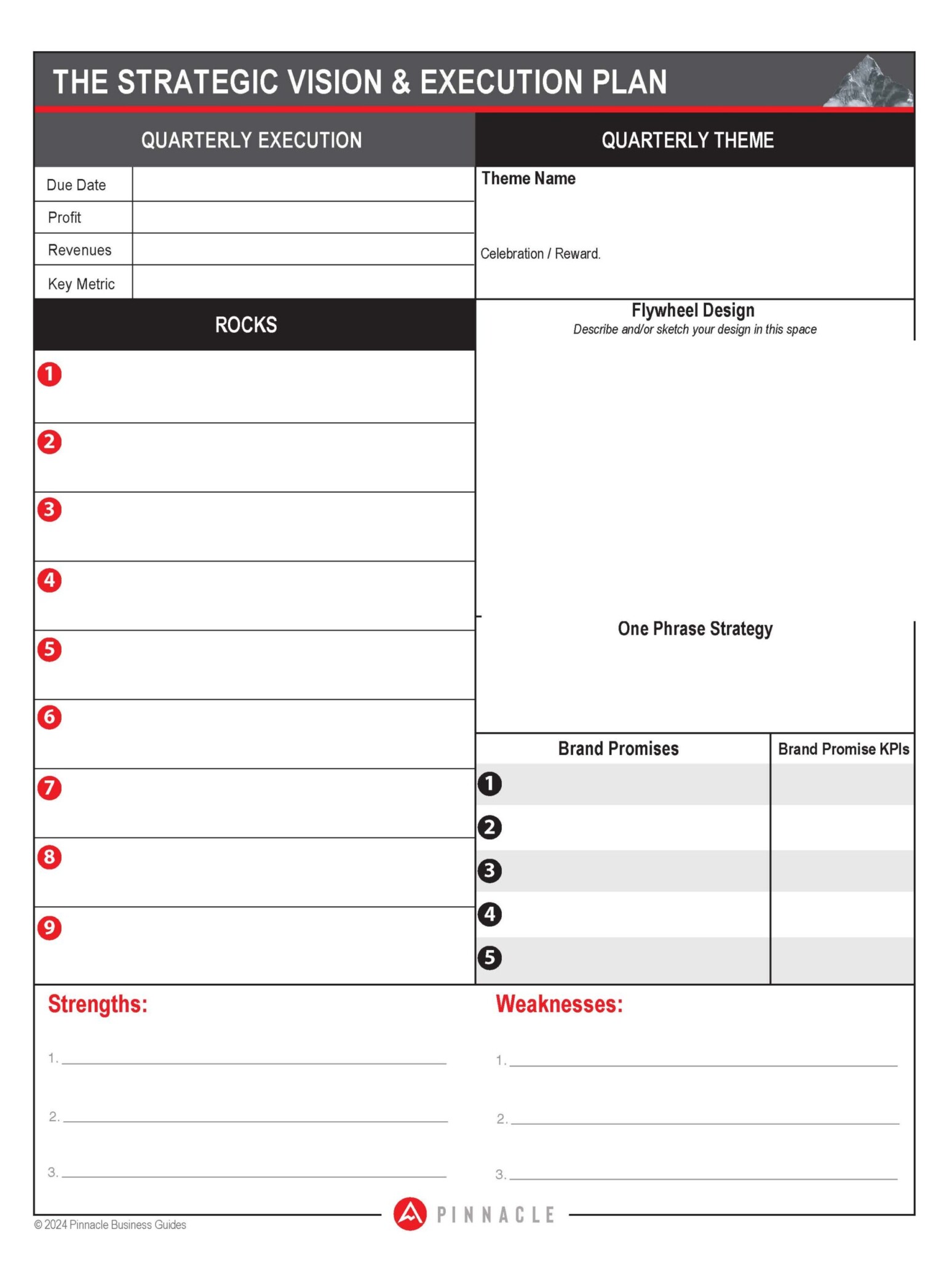 Pinnacle Business Guide Tools - Strategic Vision & Execution Plan - sample page